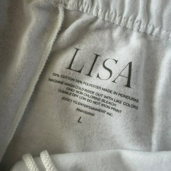 YG Entertainment Lisa white and gray graphic print hoodie jogger set women's L - Picture 13 of 15